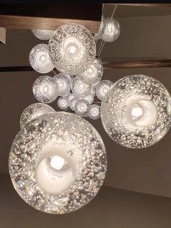 Close-up of crystal spheres, emphasizing its light-refracting brilliance.