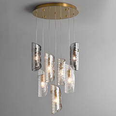 Top view of the 7-light Frosted Glass Chandelier, highlighting the arrangement of its frosted glass pendants.