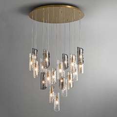 Profile view of the 19-light Frosted Glass Chandelier, highlighting its impressive scale and presence.