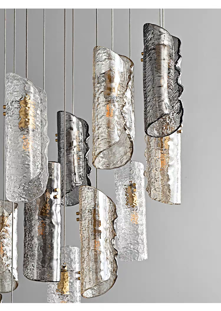 Close-up detail of the hand-blown frosted glass shades, revealing the intricate marble-like veining and craftsmanship.