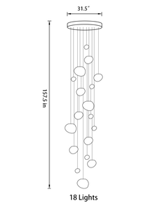 Top view of the 18-pendant chandelier, illustrating its expansive canopy and symmetrical design.