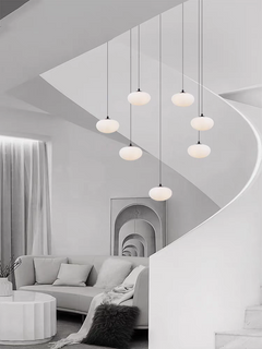 7-light configuration of the chandelier, perfect for intimate modern spaces.