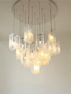 Top view of Nebula Wave Chandelier with circular canopy