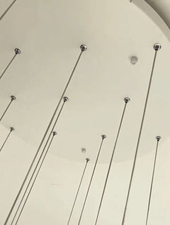 Detailed view of the durable metal canopy on Nebula Wave Chandelier, designed for secure installation