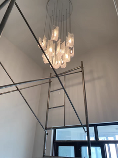 Top view of 19-light Nebula Wave Chandelier, illustrating its expansive canopy