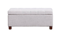 Thumbnail for 39'' Storage Bench Tufted Linen Fabric Ottoman Storage Bench