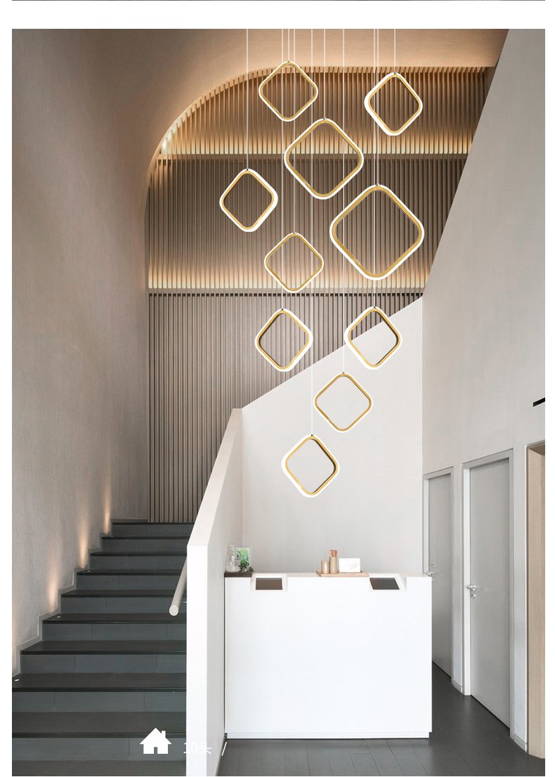 Asymmetrical LED Chandelier | Modern Staircase | Aurorae