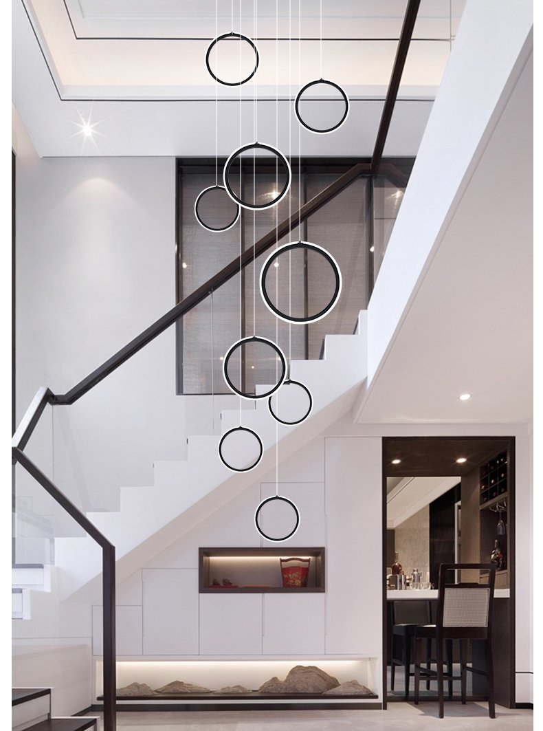 Asymmetrical LED Chandelier | Modern Staircase | Aurorae