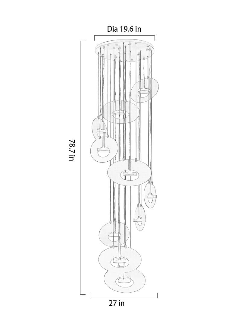 Grand Brass Chandelier | Extra Large Staircase LED | Aurorae