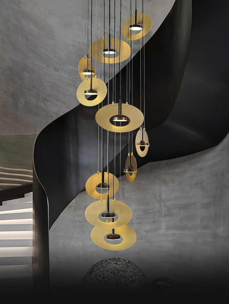 Grand Brass Chandelier | Extra Large Staircase LED | Aurorae