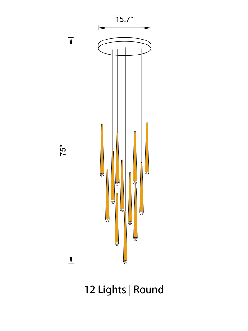 Brushed Brass Round Chandelier | Crystal Glass | Aurorae