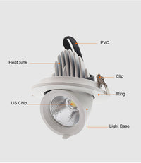 Thumbnail for COB 360 Adjustable Recessed Ceiling Downlight