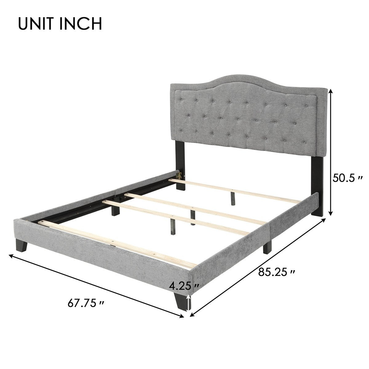 Classic style Upholstered Linen Bed Frame | Queen