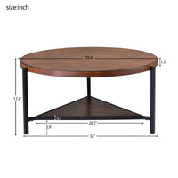 Thumbnail for Coffee Table Round Industrial Design Metal Legs with Storage Open Shelf for Living Room