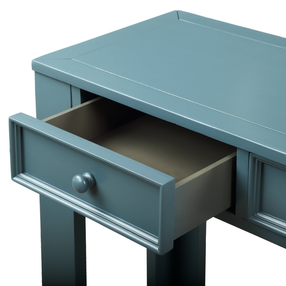 Console Table for Entryway Hallway Sofa Table with Storage Drawers and Bottom Shelf Dark Blue