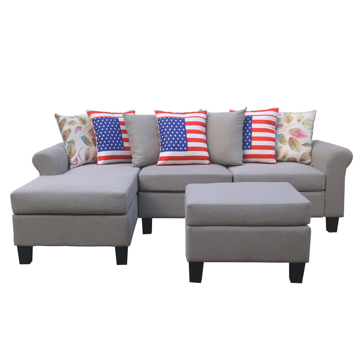 Contemporary Polyester-blend Upholstered Sofa Sectional | Multiple Pillows
