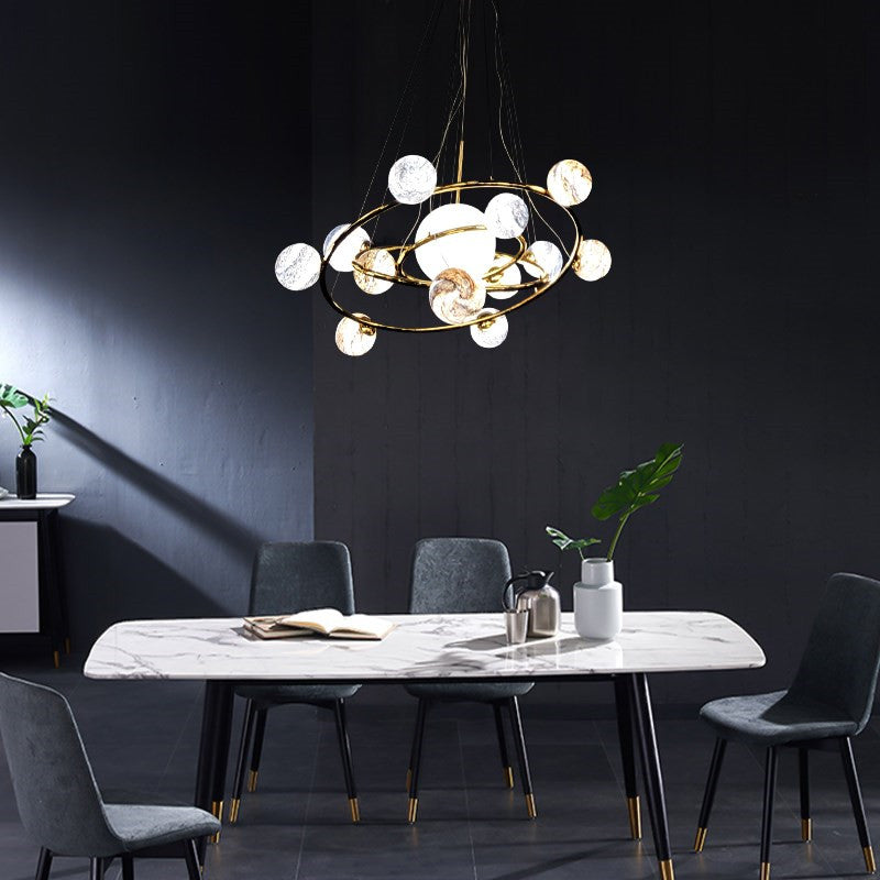 Designer Planet Chandelier | Glass Globe LED | Aurorae