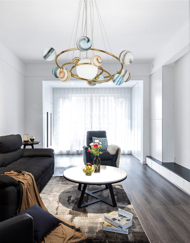 Designer Planet Chandelier | Glass Globe LED | Aurorae