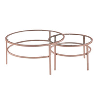 Thumbnail for Crest Nesting Round 2 Piece Coffee Table Set | Elegant mid-century modern design | Glass
