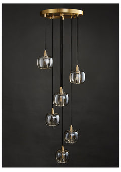 Top view of the 6-light pendant lights with round canopy, illustrating their expansive light coverage.