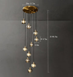 Front view of the 10-light Crystal Brass Pendant Lights, showcasing their larger scale and elegant design.