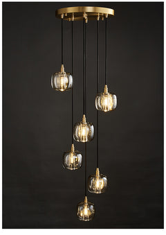 Top view of the 6-light pendant lights with round canopy, revealing their elegant arrangement.