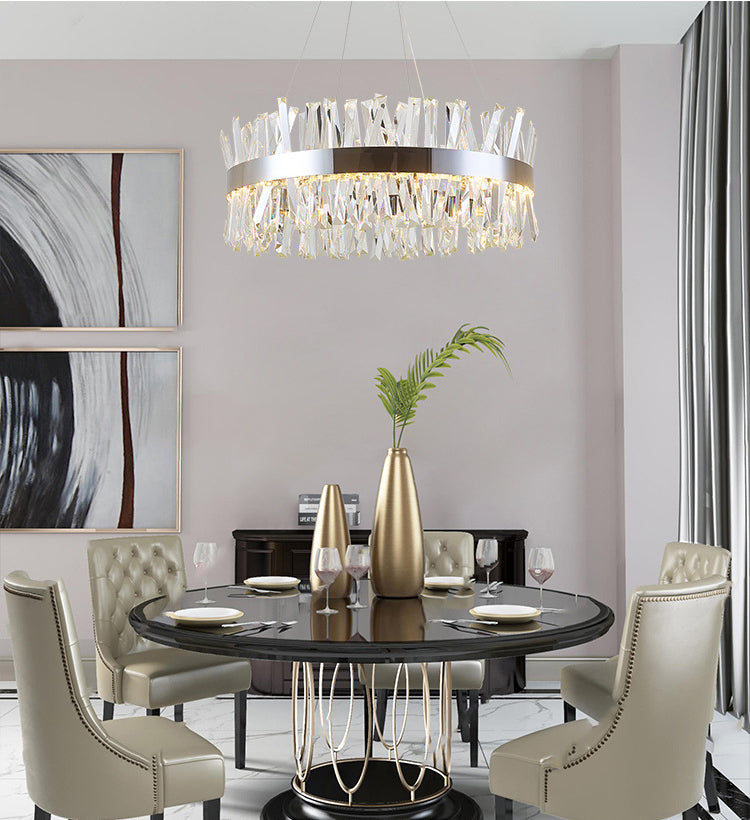 Crystal Circle Chandelier | LED Ring Light | Aurorae