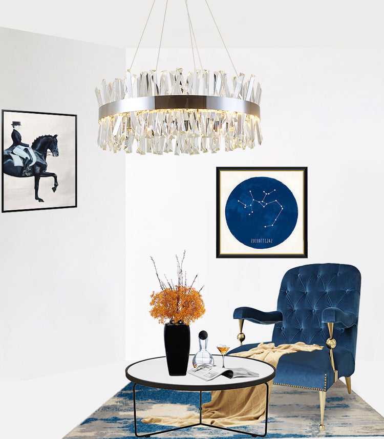 Crystal Circle Chandelier | LED Ring Light | Aurorae