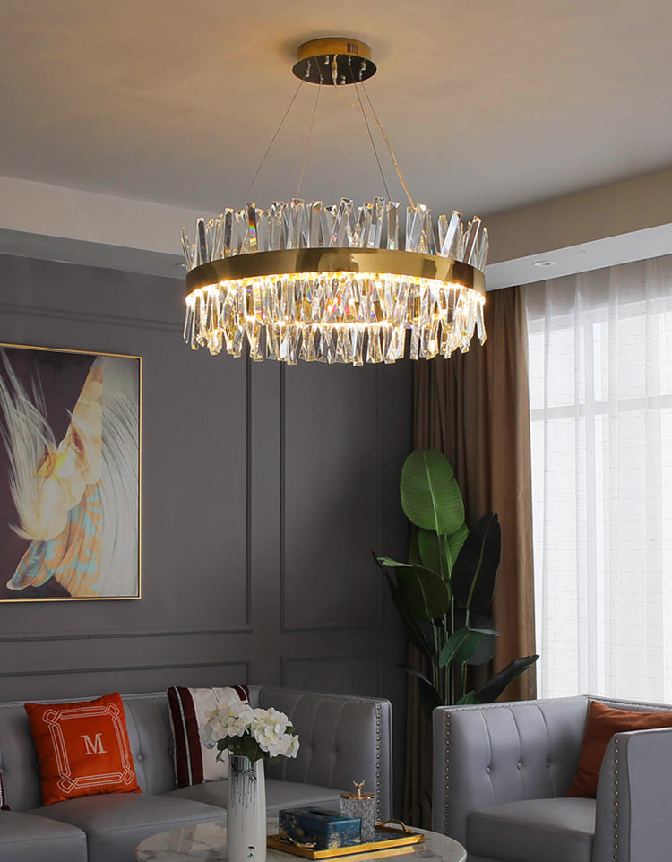 Crystal Circle Chandelier | LED Ring Light | Aurorae