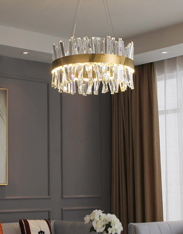 Crystal Circle Chandelier | LED Ring Light | Aurorae