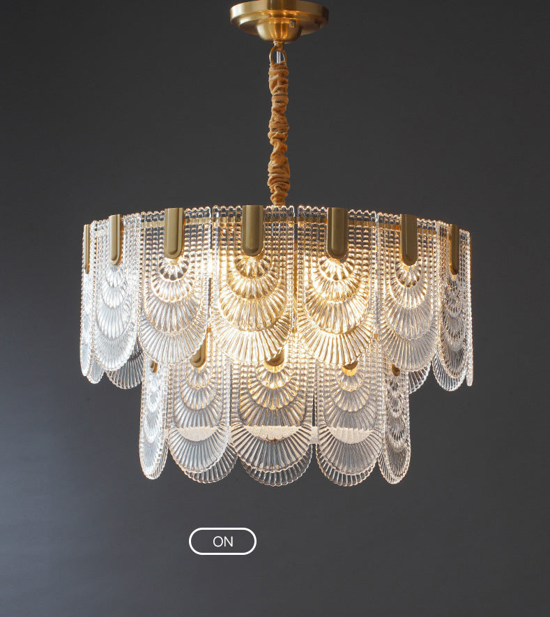 Crystal Glass Chandelier | Brass & LED Elegant | Aurorae