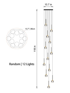Front view of the 12-light Sculptural Crystal Pendant Light in random style, ideal for larger spaces.