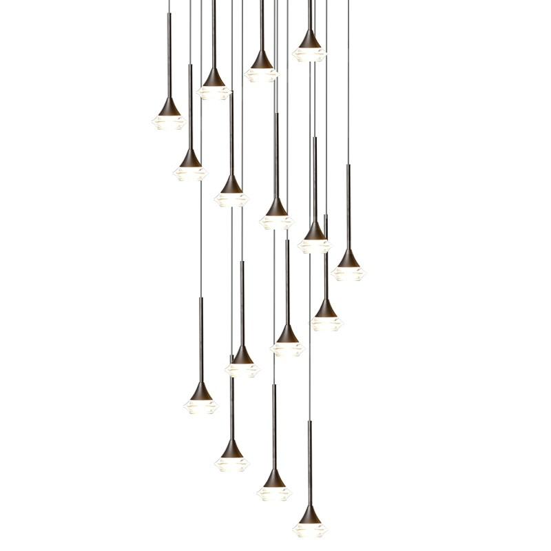 Spiral Glass Pendant Light | Chrome Staircase LED | Aurorae