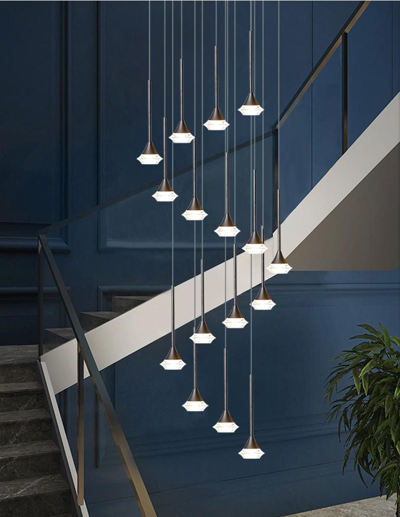 Spiral Glass Pendant Light | Chrome Staircase LED | Aurorae