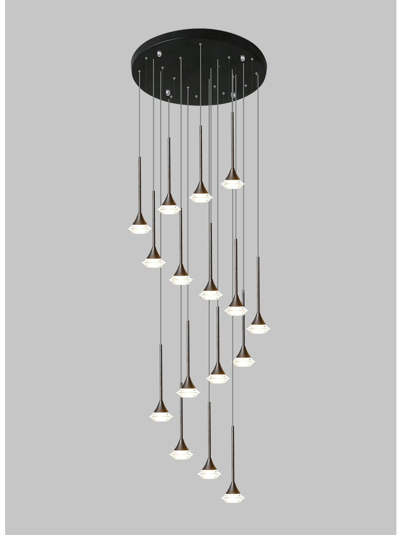 Spiral Glass Pendant Light | Chrome Staircase LED | Aurorae