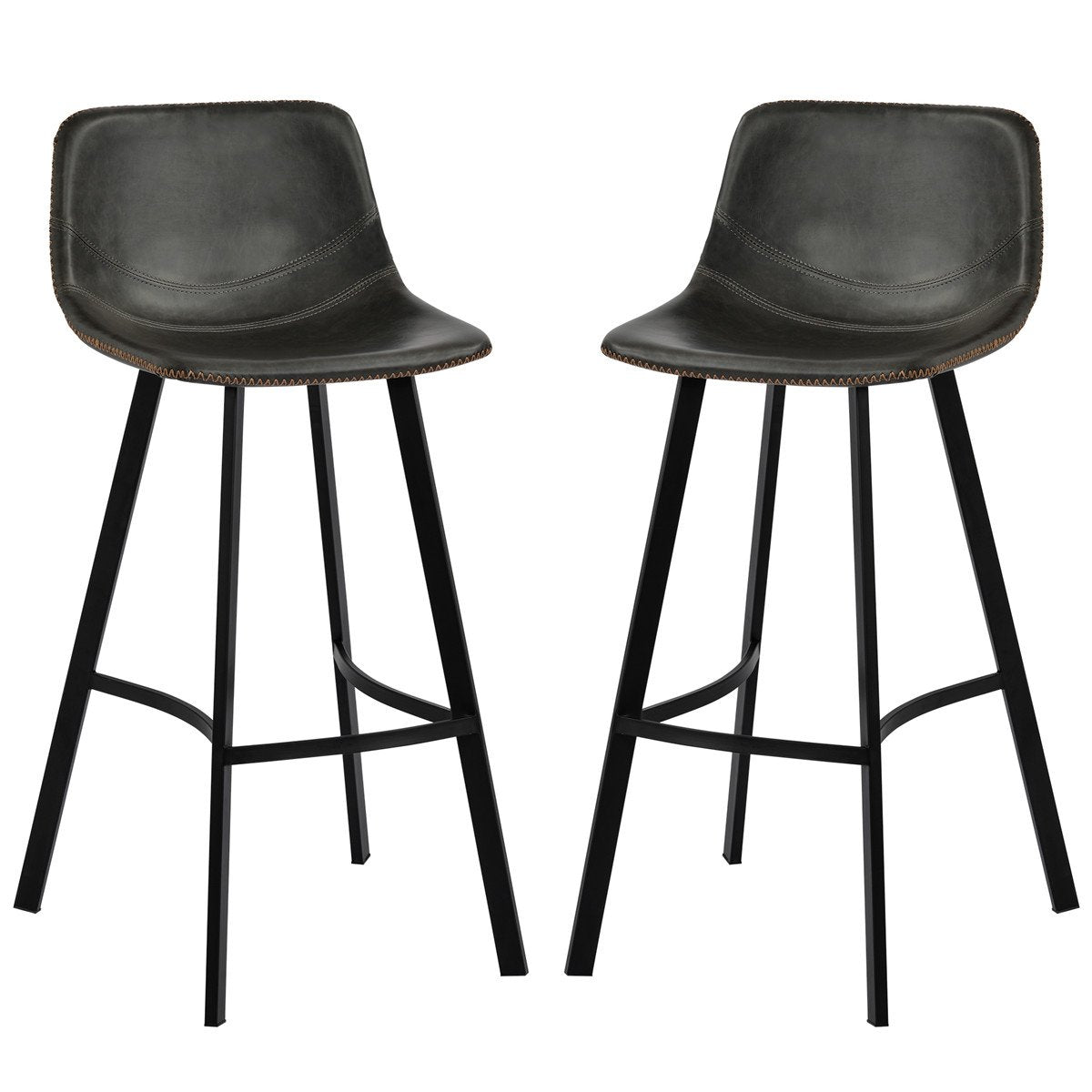 Vintage Leatherier Height Bar Stools Dining Chairs