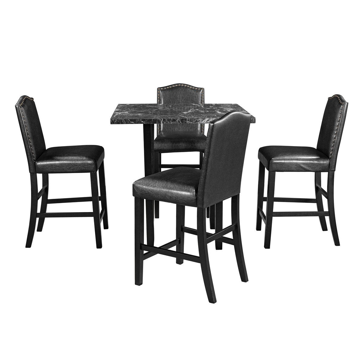 5 Piece Dining Set with Matching Chairs and Bottom Shelf