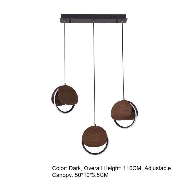 Double Moon Pendant Light | Wood & Brass LED | Aurorae