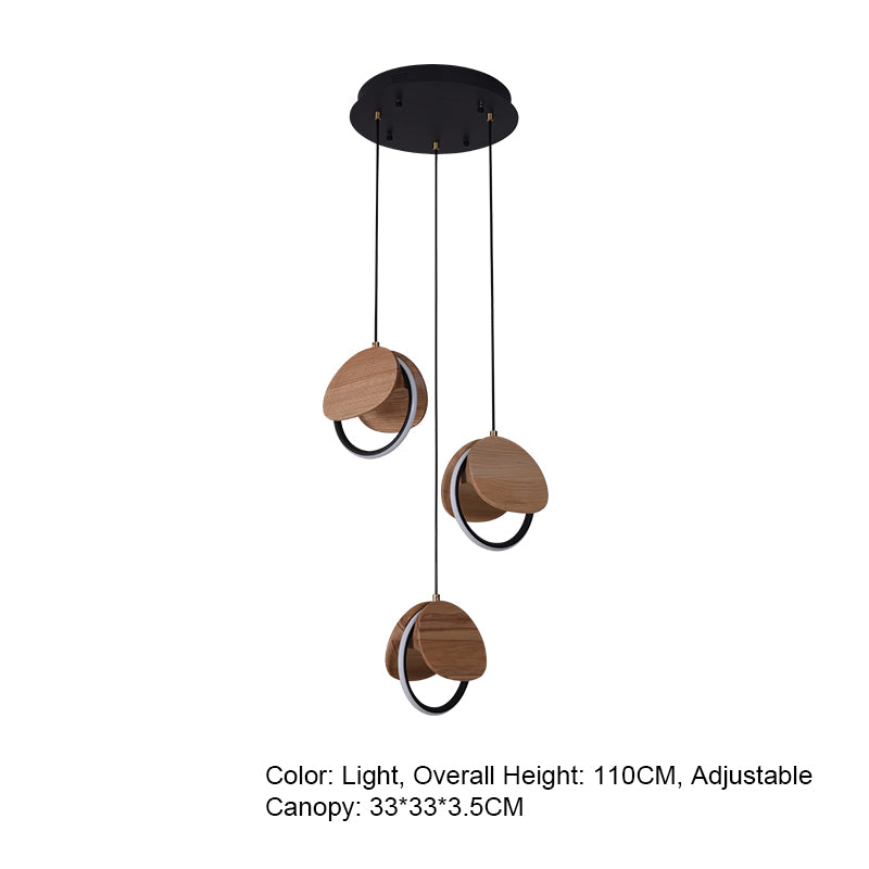 Double Moon Pendant Light | Wood & Brass LED | Aurorae
