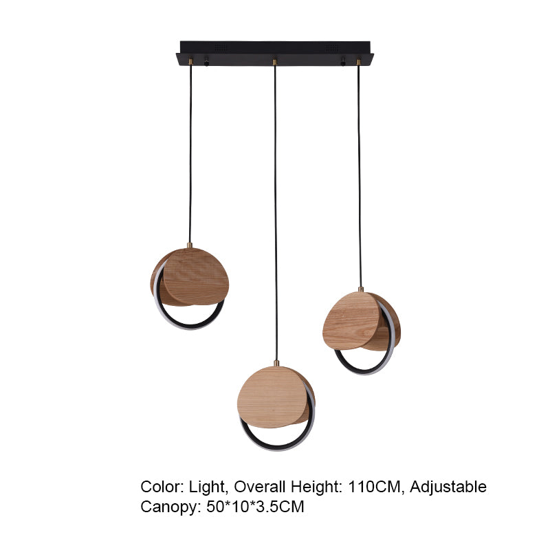 Double Moon Pendant Light | Wood & Brass LED | Aurorae
