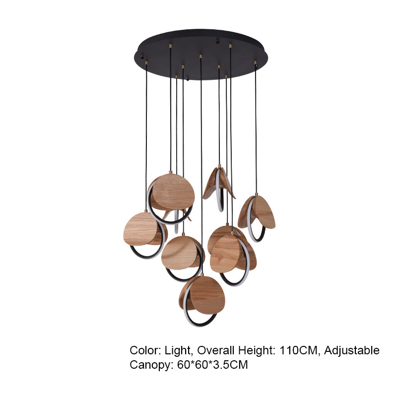 Double Moon Pendant Light | Wood & Brass LED | Aurorae