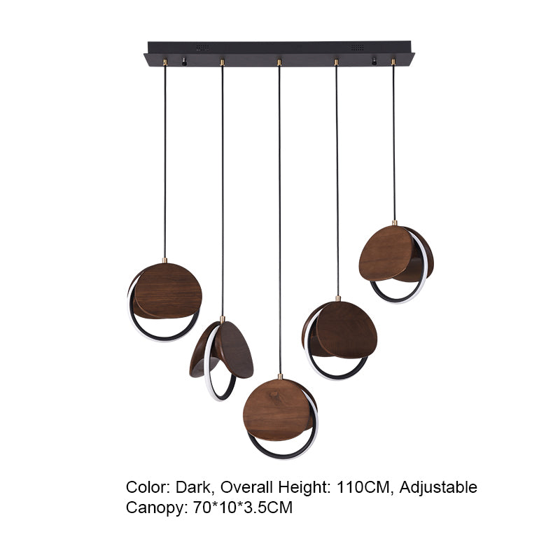Double Moon Pendant Light | Wood & Brass LED | Aurorae