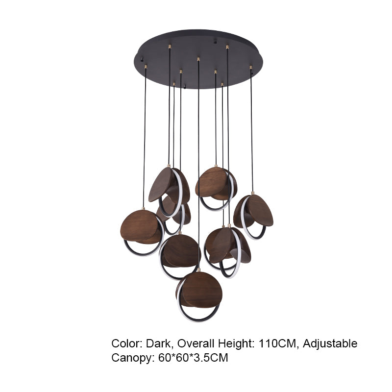 Double Moon Pendant Light | Wood & Brass LED | Aurorae