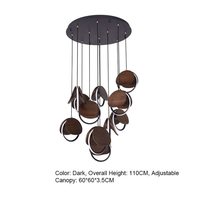 Double Moon Pendant Light | Wood & Brass LED | Aurorae