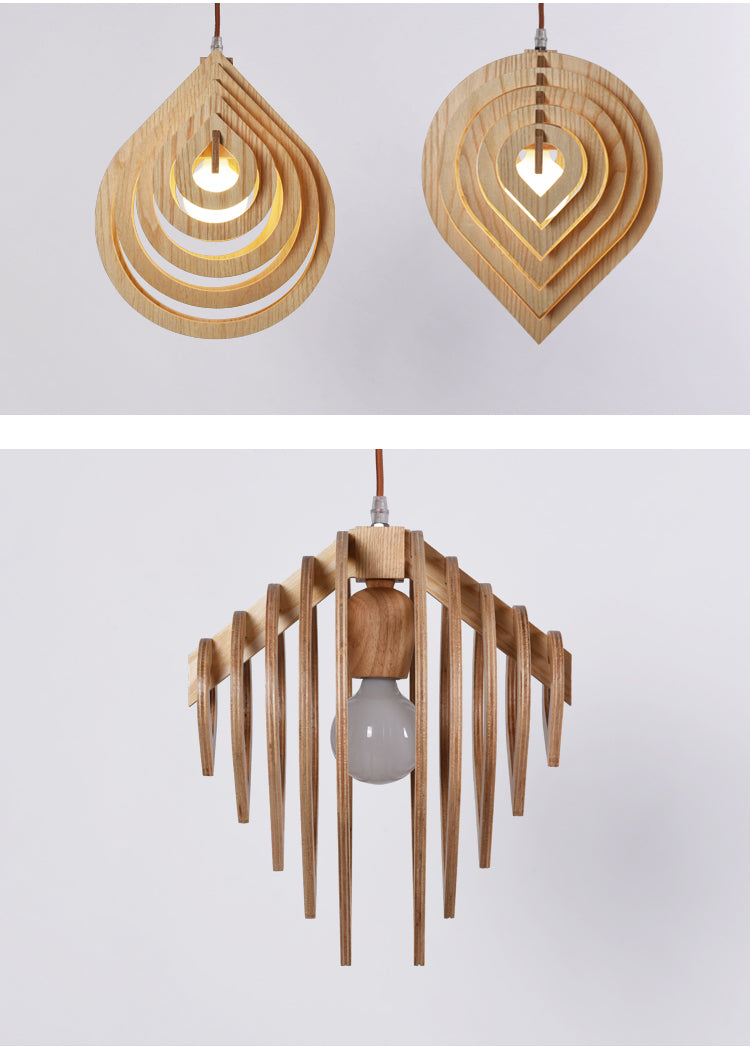 Droplet Wooden Chandelier Light Fixture