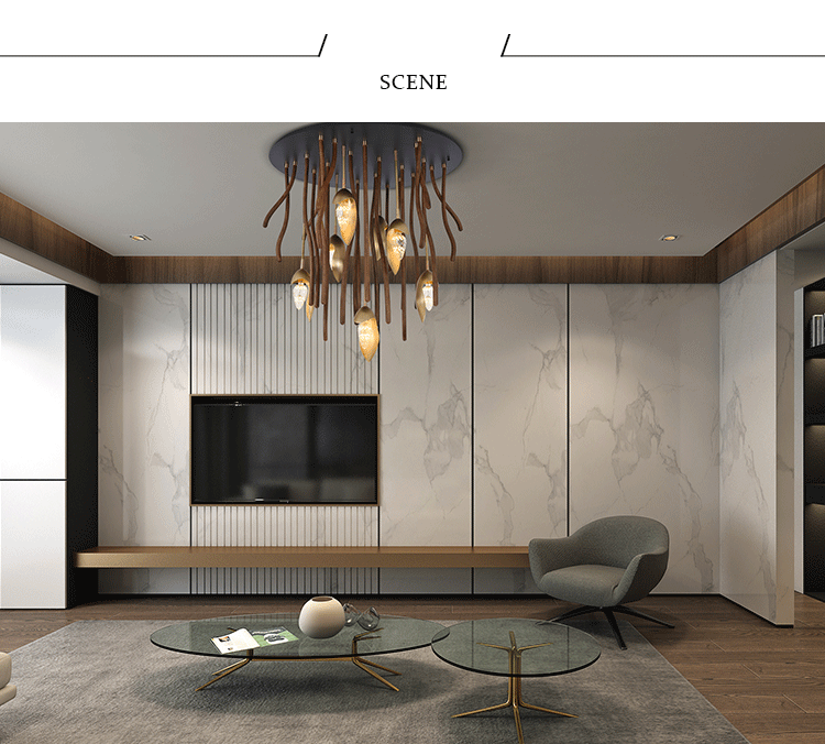 Elf Pendant Light | Grand Wood & Brass Sculpture | Aurorae