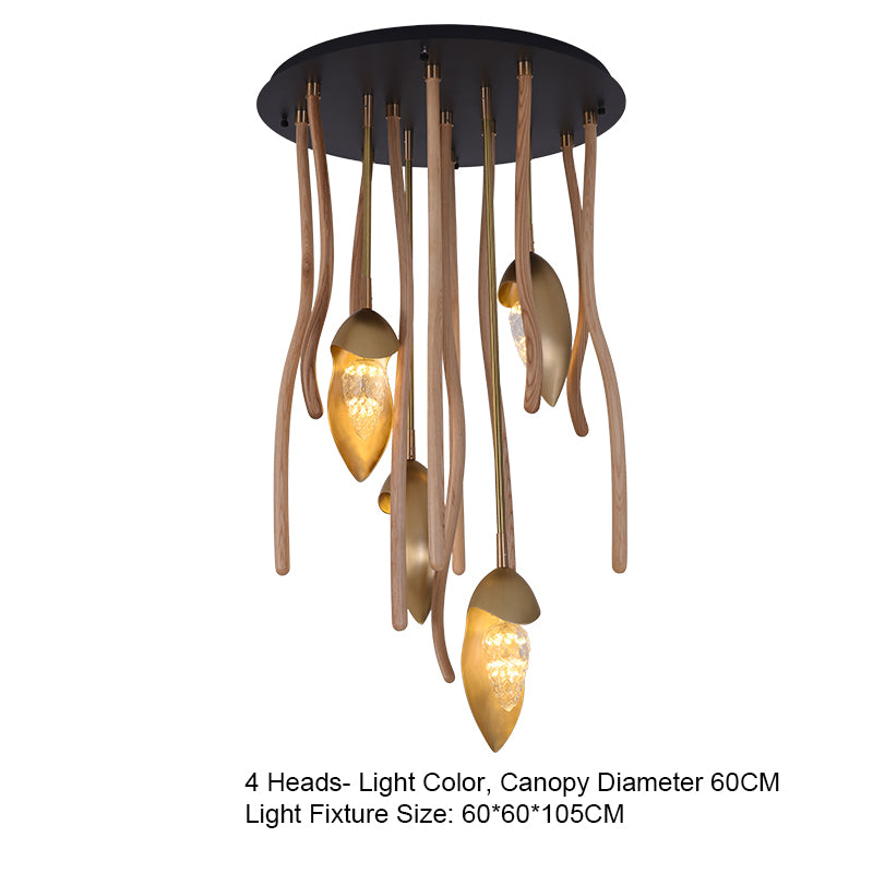 Elf Pendant Light | Grand Wood & Brass Sculpture | Aurorae