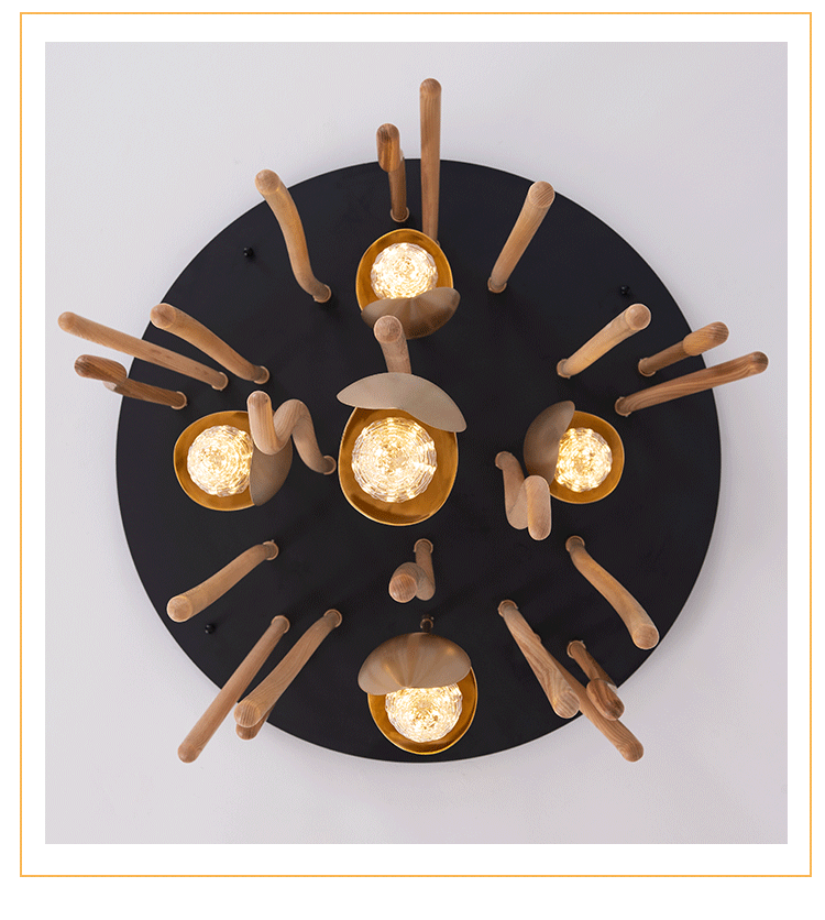 Elf Pendant Light | Grand Wood & Brass Sculpture | Aurorae