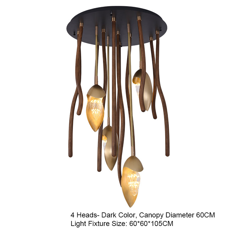 Elf Pendant Light | Grand Wood & Brass Sculpture | Aurorae
