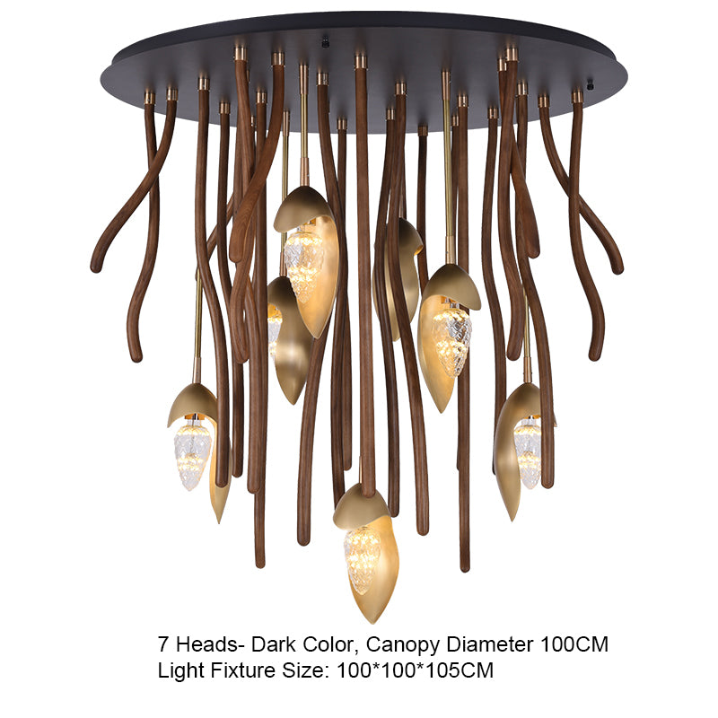 Elf Pendant Light | Grand Wood & Brass Sculpture | Aurorae